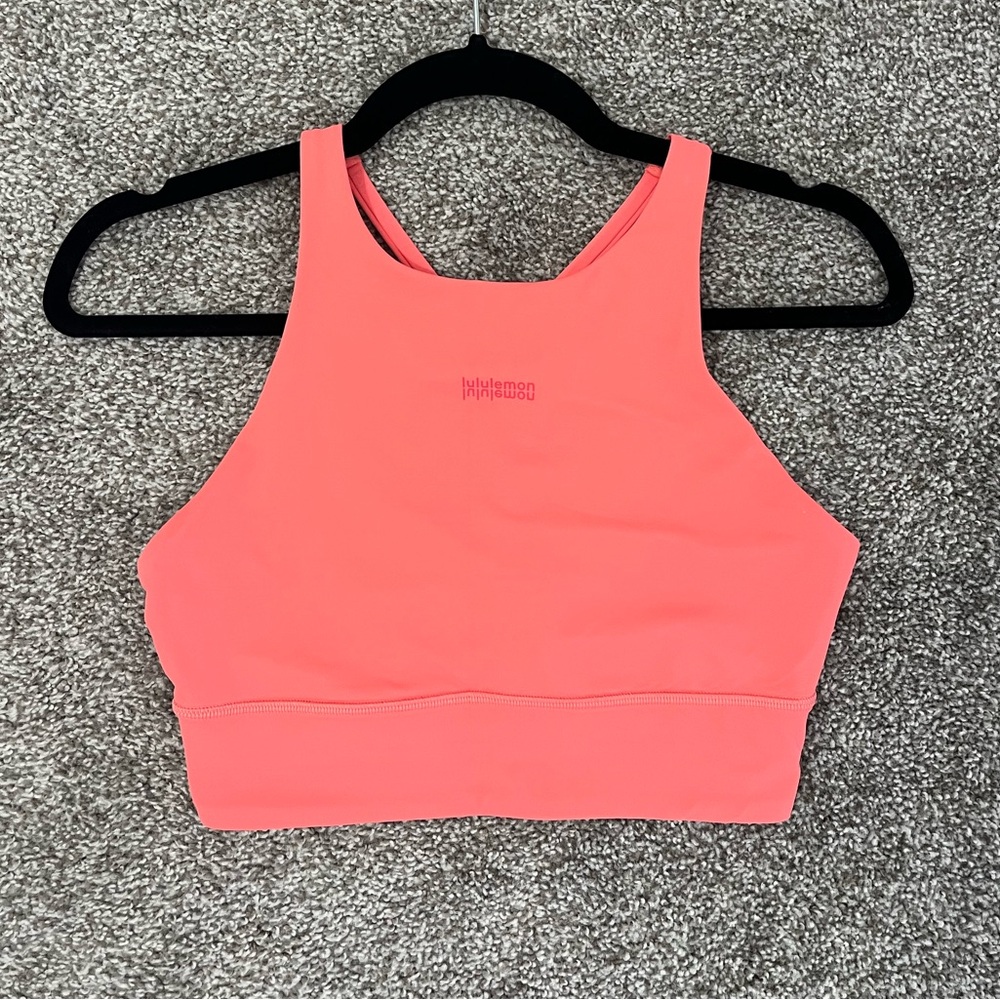 Lululemon Wunder energy high neck longline sports bra 8 coral medium support